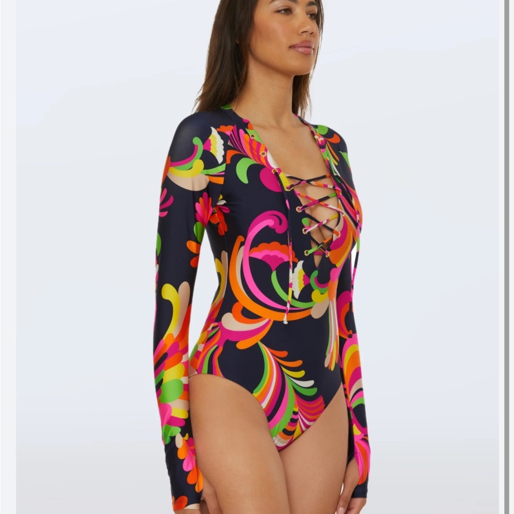 New Trina Turk Multicolor Long Sleeve Swimsuit size M
